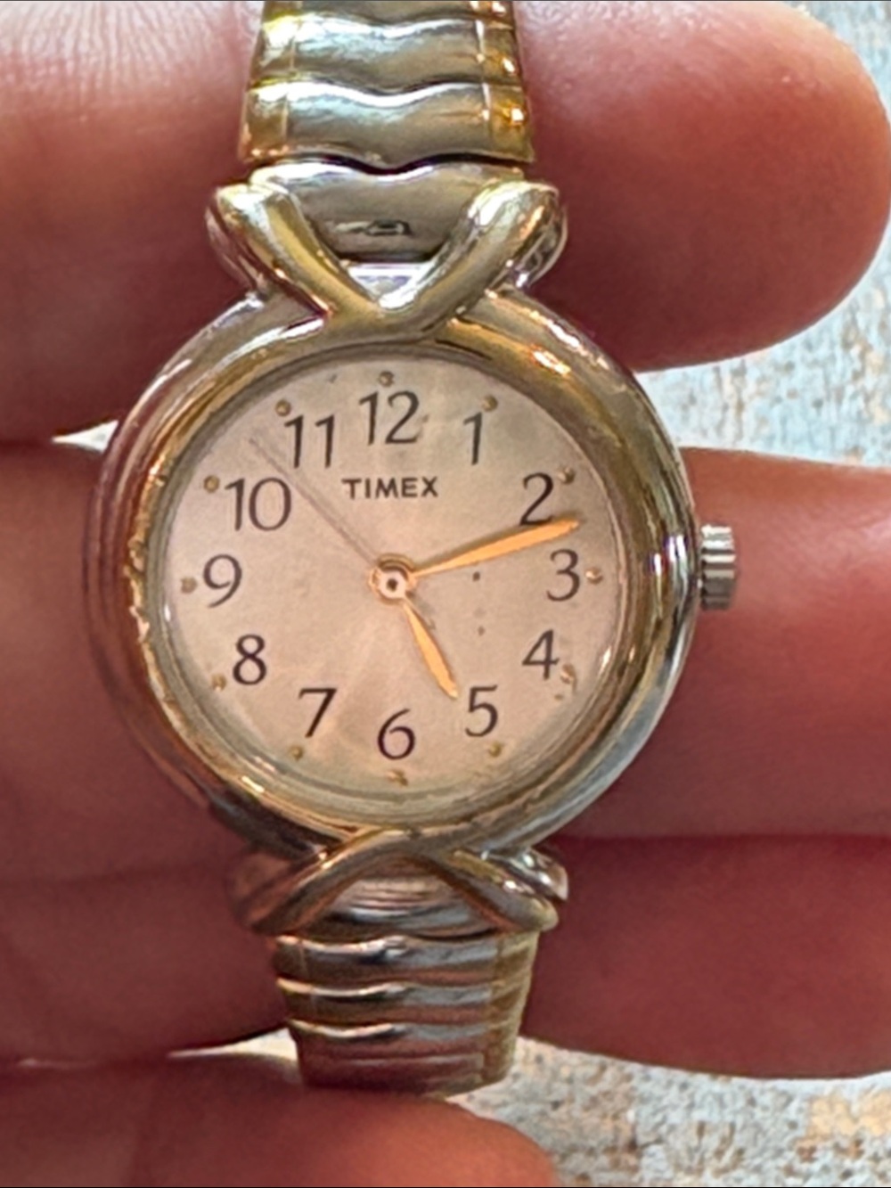 Timex Women's Silver and Gold Two-Tone Bracelet Watch Stretch Band